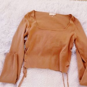 long sleeve square neck crop